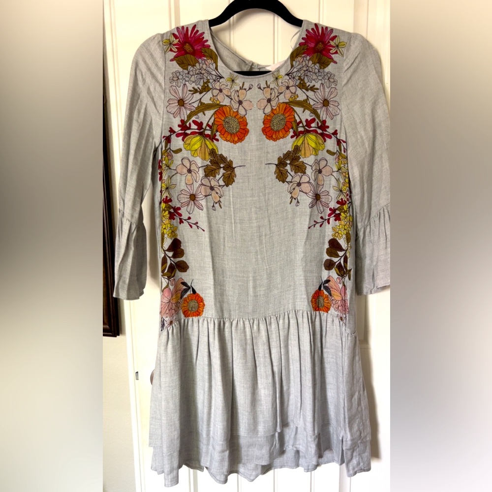 ZARA Floral DesignGray Dress